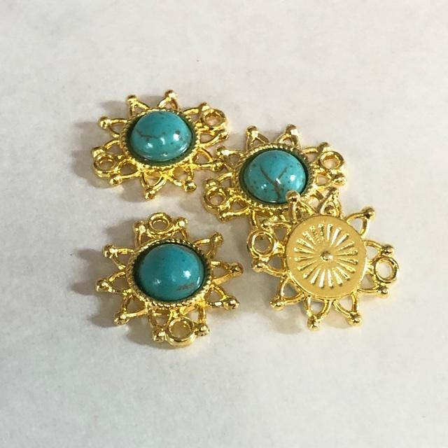 6個 太陽小 ゴールド コネクター ターコイズ チャーム |  | 07
