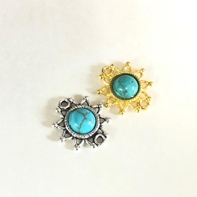 6個 太陽小 ゴールド コネクター ターコイズ チャーム |  | 08