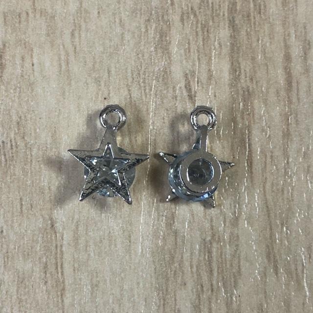 6個 星 スター ストーン チャーム シルバー : Guild by PoD 手芸パーツ