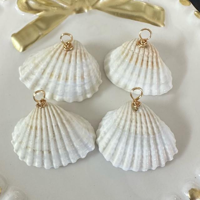 4個 貝殻 ヒトデ チャーム ターコイズ/ホワイト |  | 08