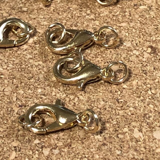 ゴールド ロブスター カニカン 丸カン付き 留め具 金具  12mm 12個セット | 
