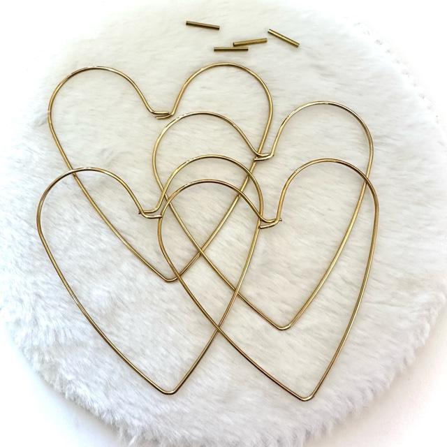 4個 10cm ハート リース用 ワイヤー 接続金具付き ゴールド : Guild by