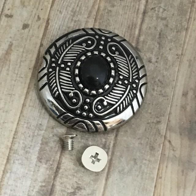 ネジ式 コンチョ シルバー×ブラックC 1個 | 