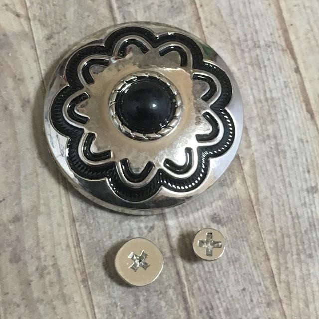 ネジ式 コンチョ シルバー×ブラックD 1個 | 