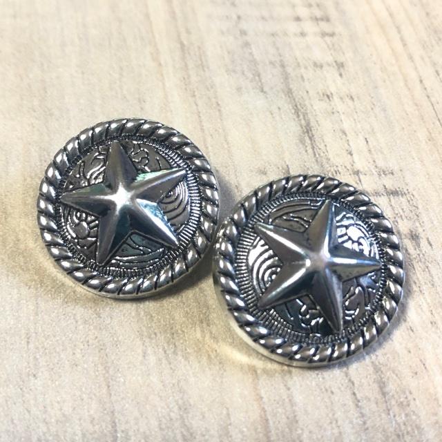 星丸型 スター シルバー コンチョ風 ボタン 2.5cm 2個セット : Guild