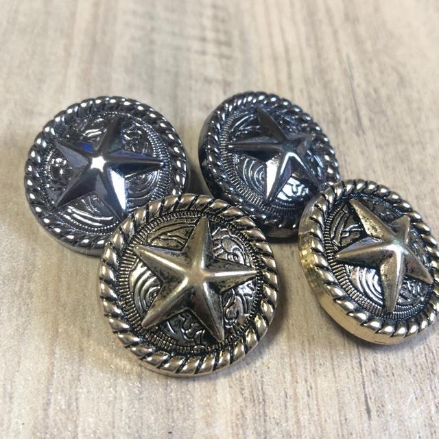 星丸型 スター ゴールド コンチョ風 ボタン 2.5cm 2個セット |  | 04