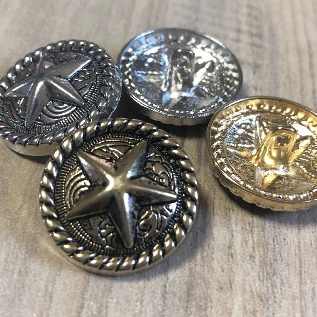 星丸型 スター ゴールド コンチョ風 ボタン 2.5cm 2個セット |  | 09