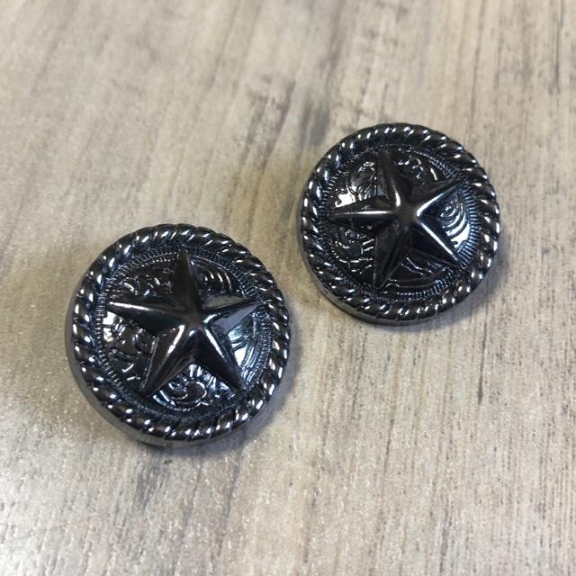 星丸型 スター ヘマタイト コンチョ風 ボタン 2.5cm 2個セット | 