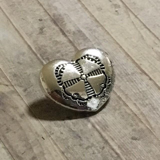 ハート ダブルホール ボタン シルバー 1個 | 