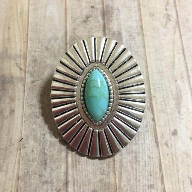 オーバル ターコイズ ボタン シルバー 1個 | 