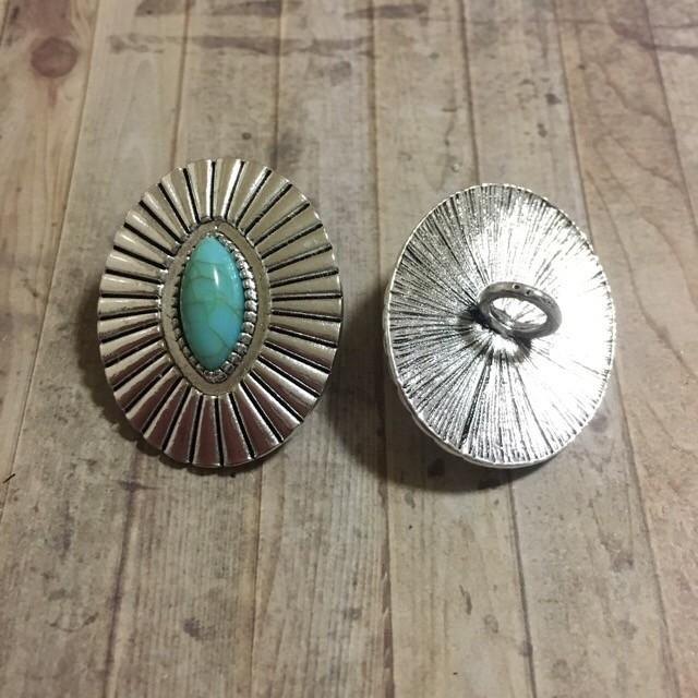 オーバル ターコイズ ボタン シルバー 1個 |  | 02
