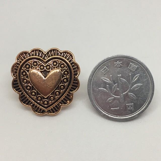2個 ミニ ハート 20mm ボタン ローズゴールド |  | 03