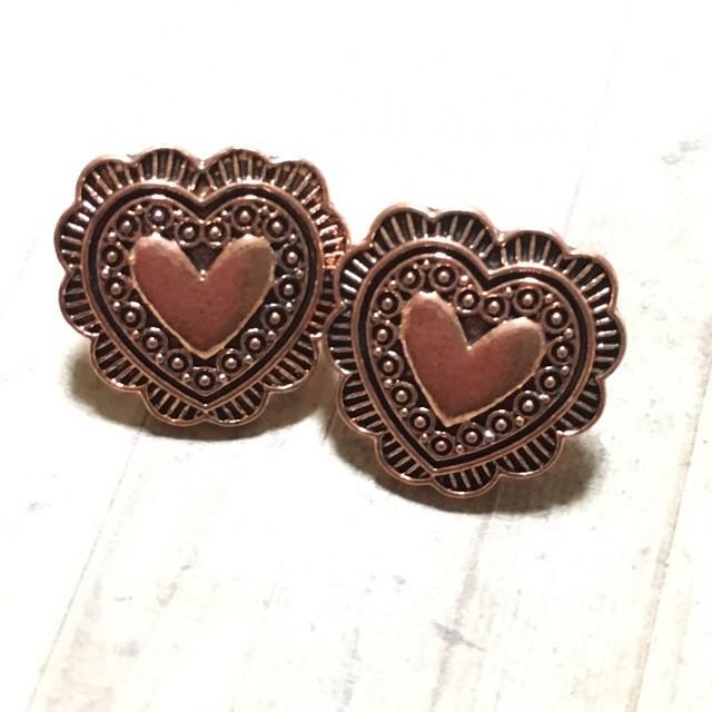2個 ミニ ハート 20mm ボタン ローズゴールド |  | 04