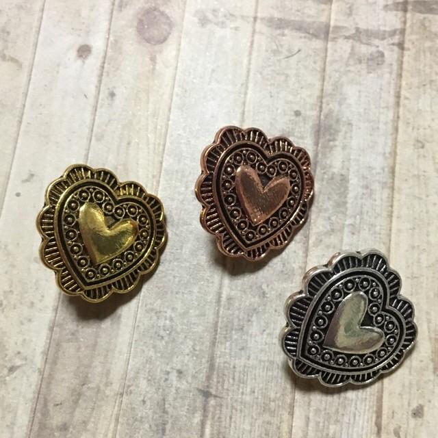 2個 ミニ ハート 20mm ボタン ローズゴールド |  | 05