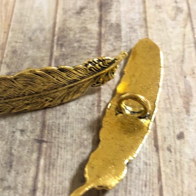 2個 フェザー 羽根 ボタン 50mm ゴールド |  | 02