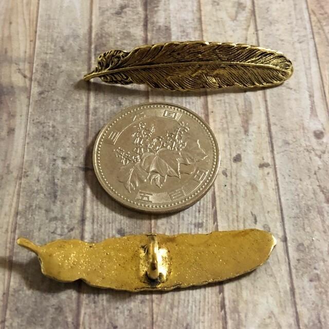 2個 フェザー 羽根 ボタン 50mm ゴールド |  | 03