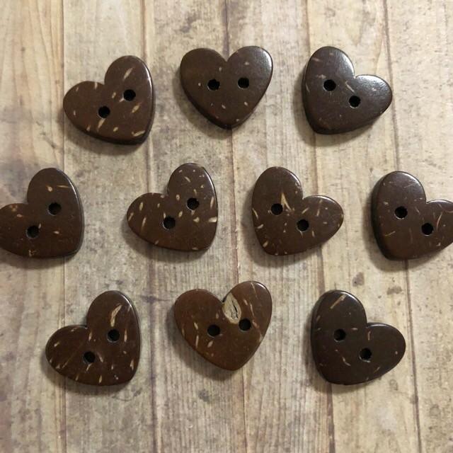 ハート ココナッツ ボタン ブラウン 10個セット |  | 01