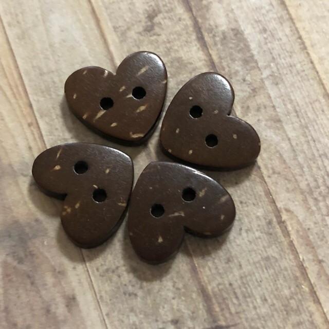 ハート ココナッツ ボタン ブラウン 10個セット |  | 03