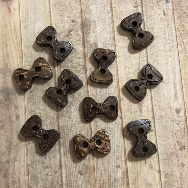 リボン ココナッツ ボタン ブラウン 10個セット |  | 01