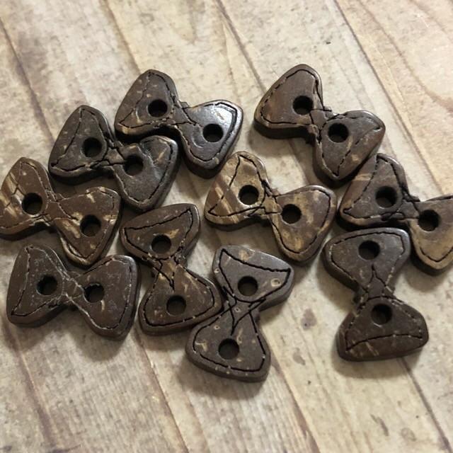 リボン ココナッツ ボタン ブラウン 10個セット |  | 03