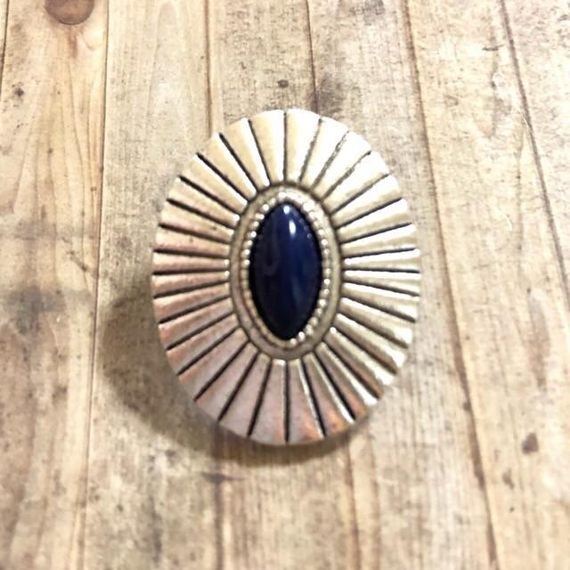 オーバル ネイビー ボタン シルバー 1個 | 