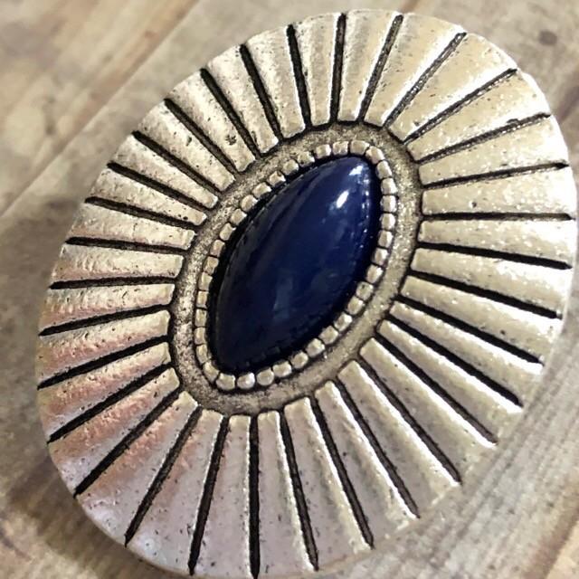 オーバル ネイビー ボタン シルバー 1個 |  | 01