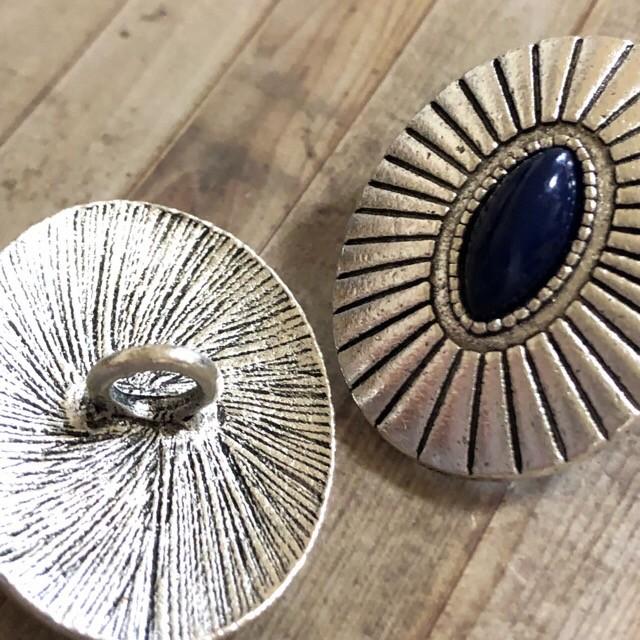 オーバル ネイビー ボタン シルバー 1個 |  | 04