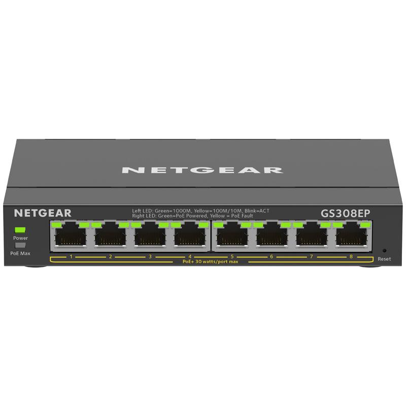 NETGEAR GS308EP-100JPS 新品未開封 NETGEAR GS308EP-100JPS SOHO/ 家庭向けPoE+対応 (62W) ギガビット8