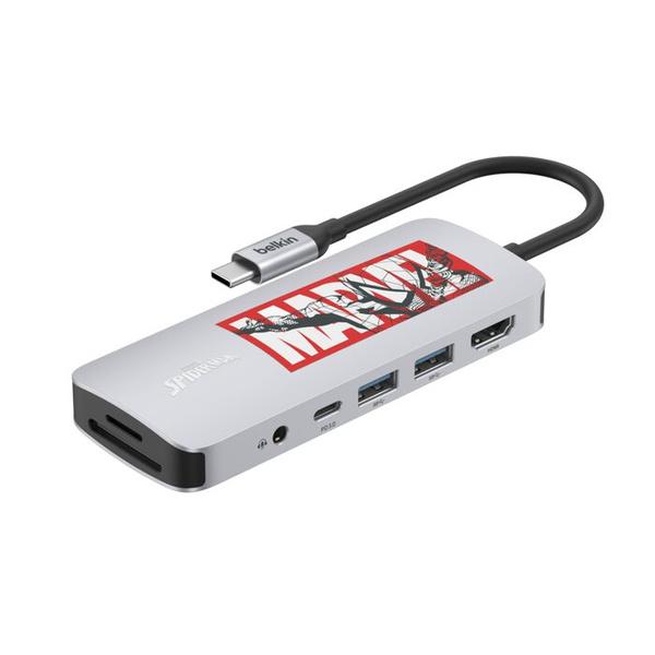パソコン周辺機器 belkin AVC009qcMVV2-DY Connect USB-C 7-in-1 マルチポートハブ スパイダーマン
