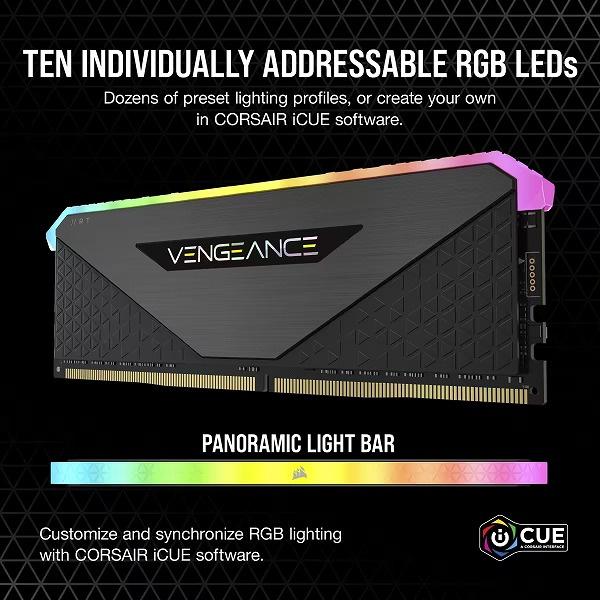 お取引 コルセア(メモリ) CMN16GX4M2Z3600C18 DDR4 3600MHz 16GB(8GBx2) UDIMM 18-22-22-42 VENGEANCE RGB RT Black 1.35V for AMD Ryzen