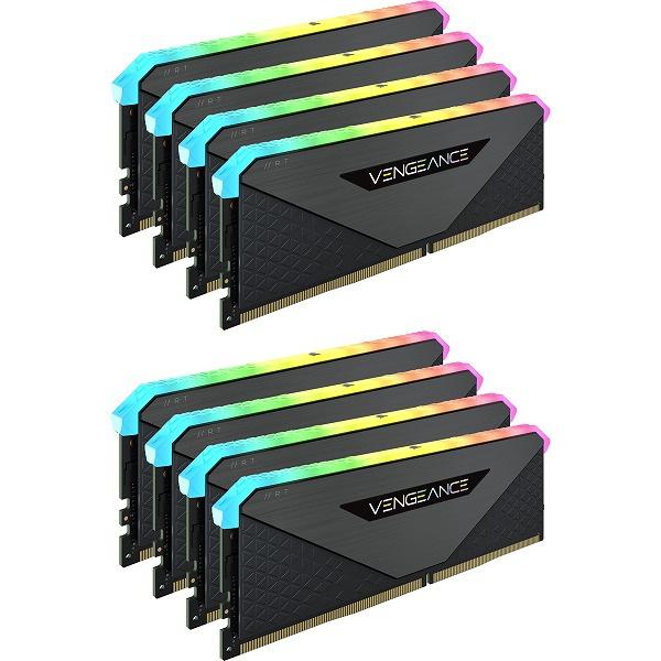 超格安一点 コルセア(メモリ) CMN256GX4M8Z3200C16 DDR4 3200MHz 256GB(32GBx8) UDIMM 16-20-20-38 VENGEANCE RGB RT Black 1.35V for AMD Ryzen
