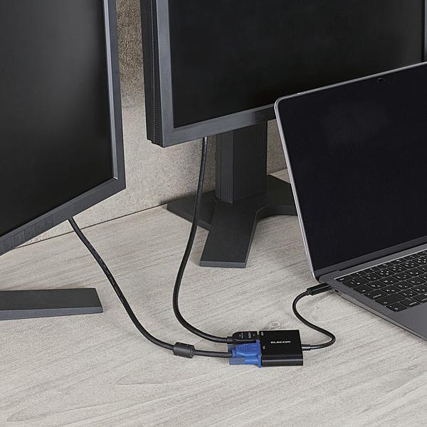 ELECOM AD-CHDMIVGABK USB Type-C映像変換アダプタ/ USB Type-C - HDMI＆VGA/ ブラックの画像