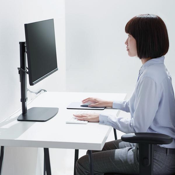 ELECOM DPA-VL01BK ディスプレイスタンド/ 昇降タイプ/ 10段階/ ブラック