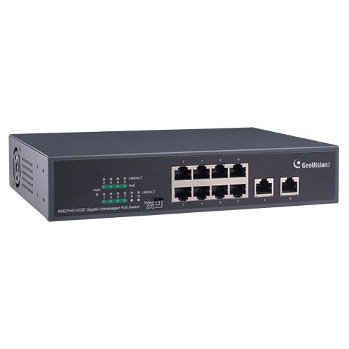 GeoVision GV-APOE0810-V2T1 10/ 100/ 1000M PoE+対応 (15.4W 供給 / 1 PoE port) (最長250m / 転送速度10Mbps) 8ポートス…