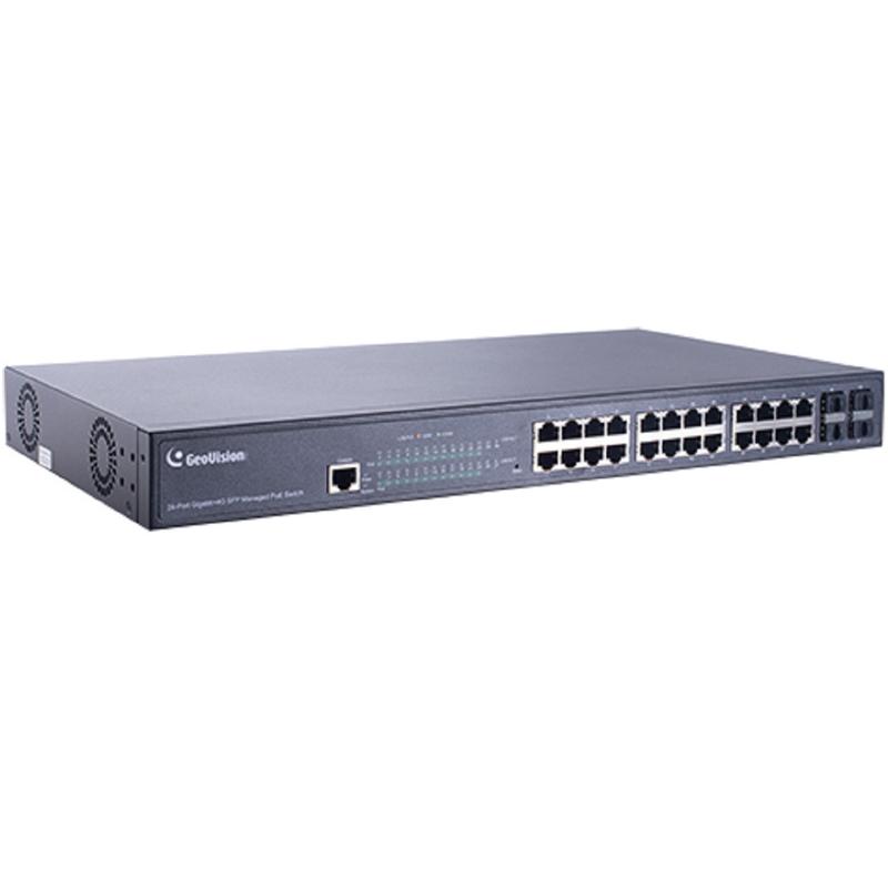 GeoVision GV-APOE2411-V2T1 10/ 100M/ 1000 PoE+対応 (15.4W 供給 / 1 PoE port) (最長250m / 転送速度10Mbps) 24ポート…