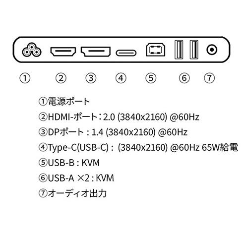 JAPANNEXT JN-IPS2380UHDR-C65W-HSP 液晶ディスプレイ 23.8型/ 3840×2160/ HDMI、DP、USB Type-C×1/ ブラック/ ス…_1
