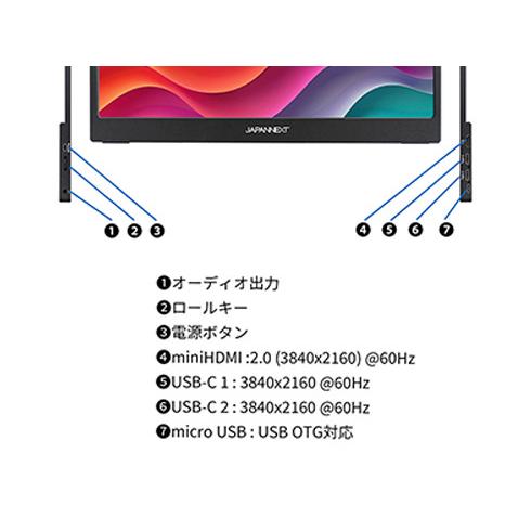 JAPANNEXT JN-MD-IPS156U 液晶ディスプレイ 15.6型/ 3840×2160/ miniHDMI×1、USB-C×2/ ブラック/ スピーカー有/ 2年保証_1