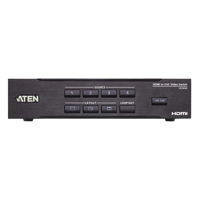 ATEN UC3430 クワッド 4K HDMI→USB-C UVC ビデオスイッチャー（AVミキサー役立つこと積み上げる）
