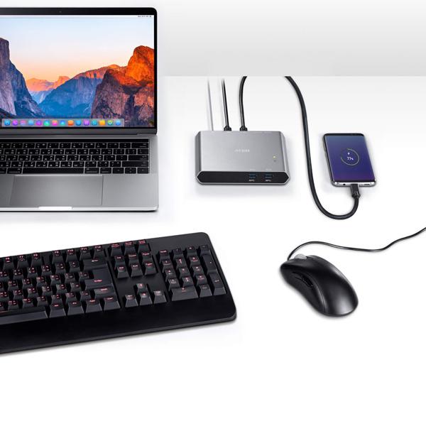 ATEN US3310 2ポート USB-C Gen 1 ドッキングスイッチ（電源パススルー対応）の画像
