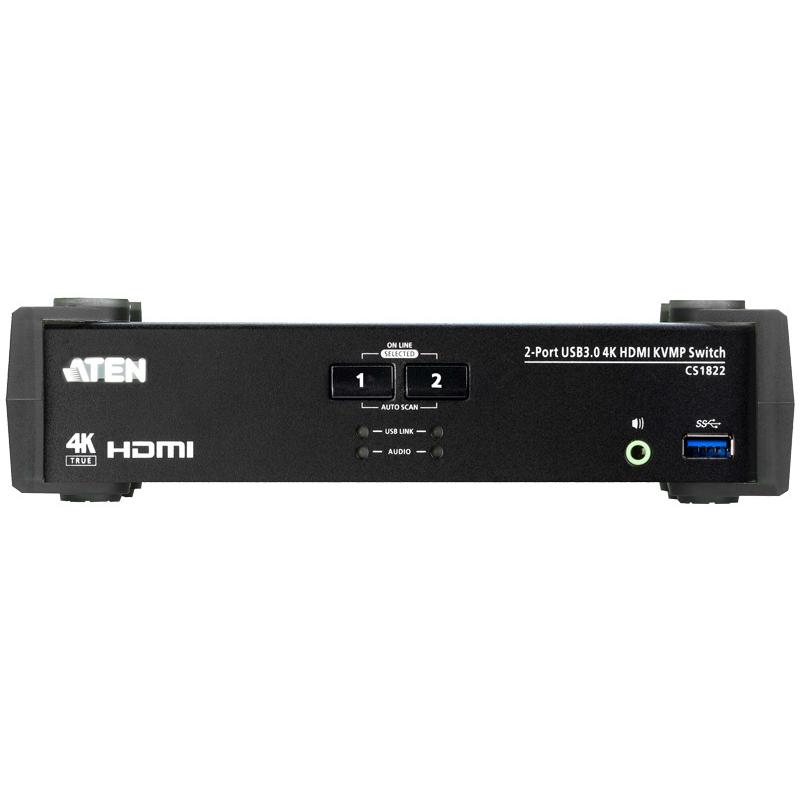 ATEN CS1822 2ポート USB 3.0ハブ搭載 HDMI KVMPスイッチ（4K対応、オーディオミキサーモード搭載）の画像