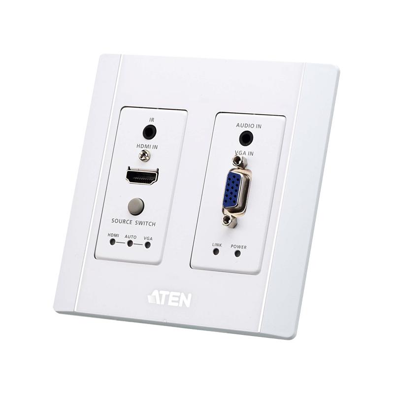 ATEN VE2812AUST HDMI & VGA HDBaseTトランスミッター（USウォールプレート、POHタイプ、ホワイト）