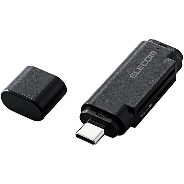 ELECOM MR3C-D011BK メモリリーダライタ/ USB Type-Cコネクタ/ 直挿しタイプ/ SD+microSD用/ ブラック｜podpark