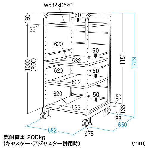 サンワサプライ RAC-HL4 高耐荷重ラック（H1300）_8