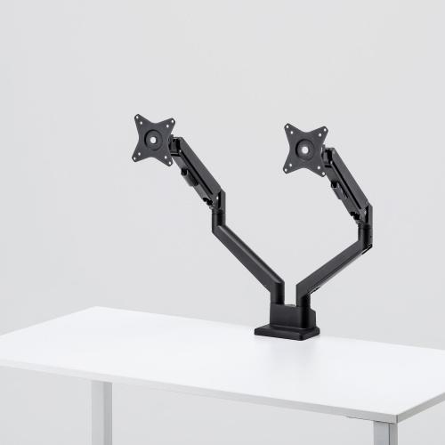 サンワサプライ CR-LAC2403BK モニターアーム（デュアル・ガススプリング式・薄型ショートクランプ・ブラック）…_7