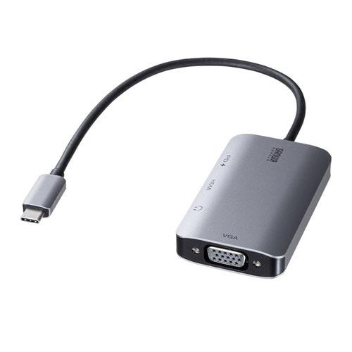 サンワサプライ AD-ALCHV02 USB Type C-HDMI/ VGA変換アダプタ（4K/ 30Hz/ PD対応）