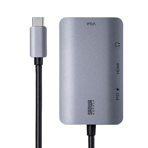 サンワサプライ AD-ALCHV02 USB Type C-HDMI/ VGA変換アダプタ（4K/ 30Hz/ PD対応）の画像