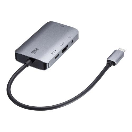 サンワサプライ AD-ALCHV02 USB Type C-HDMI/ VGA変換アダプタ（4K/ 30Hz/ PD対応）の画像