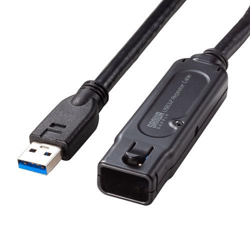 サンワサプライ KB-USB-RLK315 USB3.2アクティブリピーターケーブル 15m（抜け止めロック機構付き）の画像