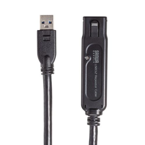 サンワサプライ KB-USB-RLK315 USB3.2アクティブリピーターケーブル 15m（抜け止めロック機構付き）の画像