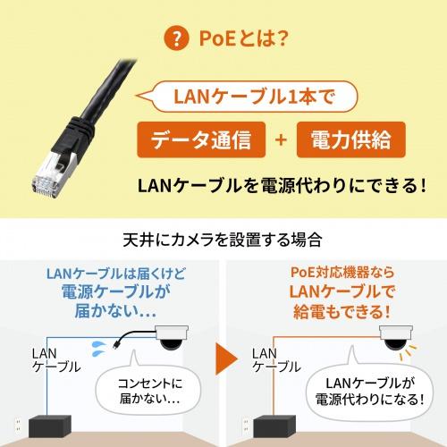 サンワサプライ LAN-ADPOEC PoE-USB Type-C変換アダプタ（PD60W給電・ネットワーク通信対応）の画像